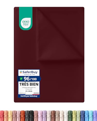 Utopia Bedding - Drap Plat sans élastique - 270 x 290 cm - Certifié Oeko-TEX - Polyester...