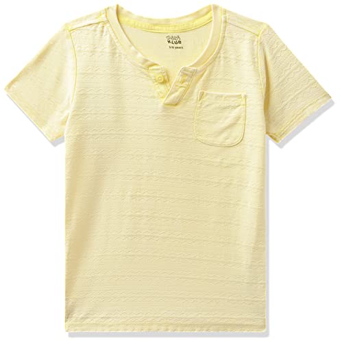 Image of miniklub Boys Yellow Solid Henley Neck Pure Cotton T-Shirt