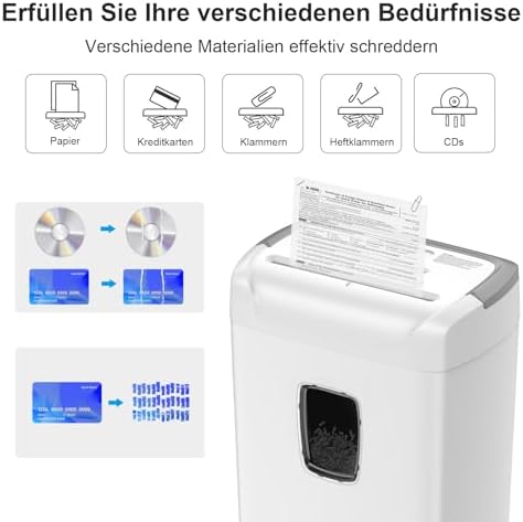 Bild 1 - Bonsaii Aktenvernichter P4, 12-Blatt Kreuzschnitt, 21 L, Shredder Kreditkarten/CDs/Klammern, Geeignet für Büro und Heimgebrauch, C243-A