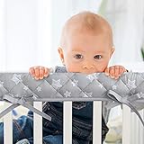 3-Piece Baby Stars Crib Rail Cover Protector Set from Chewing, Crib Rail Teething Guard for Standard Cribs, 1 Front Rail and 2 Side Rails, Secure Crib Rail Guard