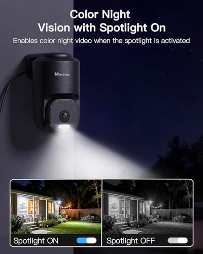 Image of VIMTAG 2.5K 4MP Outdoor Security Camera, Pan /Tilt WiFi Home CCTV Camera, 360 View & Motion Tracking, Color Night Vision, 2-Way Audio, AI Detection Alarm, IP66, Cloud & SD Card Storage, Works w /Alexa