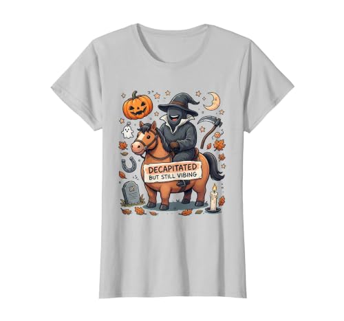 Headless Horseman Decapitated But Still Vibing T-Shirt, Women, Silver Grey, XX-Large