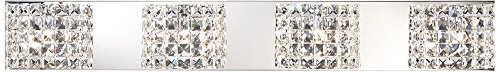 Cesenna Modern Wall Light Chrome Silver Metal Hardwired 35 1/2" Wide 4-Light Fixture Mounted Clear Crystal Shades for Bathroom Vanity Mirror House Home Hallway Room Decor - Vienna Full Spectrum