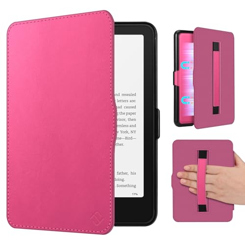 FINTIE Funda compatible con Kindle Paperwhite de 7 pulgadas (12.ª generación) y Kindle Colorsoft/Paperwhite Signature Edition 2025/2024, funda ligera con apagado/activación automática, (magenta)