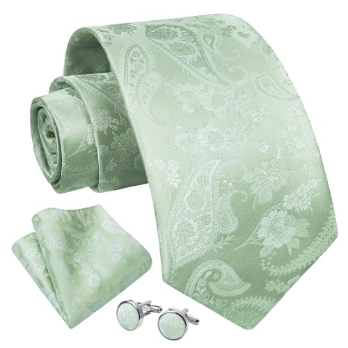 Image of Enlision Ties for Men Floral Tie Handkerchief Cufflinks Set Formal Flower Classic Mens Necktie & Pocket Square Wedding