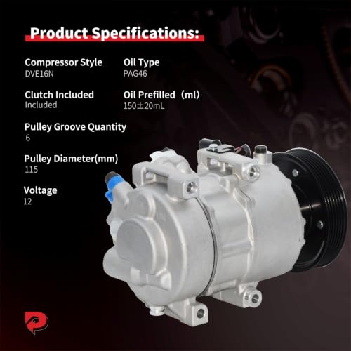 Image of PHOBOOS A /C Compressor with Clutch Compatible with Hyundai Tucson 2018 L4 2.4L Sport Model & Kia Sportage 2017-2019 2.0 /2.4L (From 01 /04 /2017), Fast Cooling, With 4 Boss Mounting holes, Ref. CO11529C
