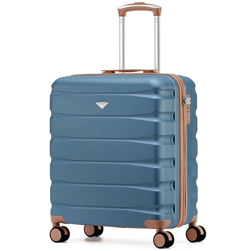 Flight Knight Lightweight Travel Suitcase 56x45x25cm | Hard Shell Carry On Luggage with Aluminum Telescopic Handle, 8 Wheel & TSA Lock | Approved for British Airways, Jet2 & EasyJet Overhead Bag