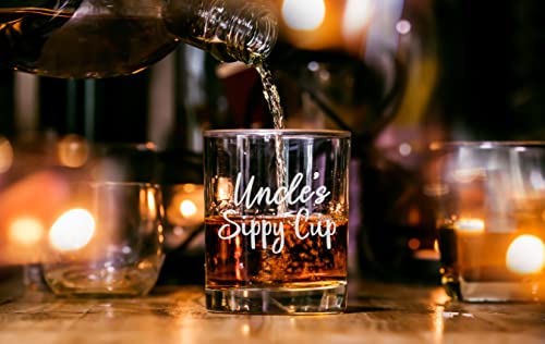 Carvelita Uncle's Sippy Cup - Uncle Whiskey Glass - 11Oz Engraved Old Fashioned Bourbon Rocks Glass For Uncle Birthday Gifts - Best Uncle Gifts - Funny Uncle Gifts - Gifts For Uncle From Nephew, Niece #TOP6