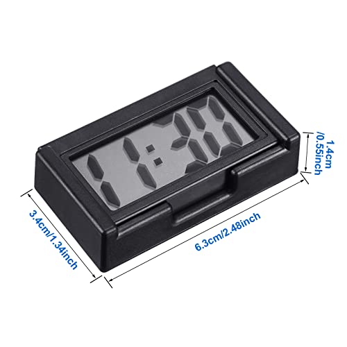 Image of Frienda 24 Pieces Mini Digital Clock Small Digital Clock Stick on Battery Operated Self Adhesive Bracket for Car Dashboard Fridge (Black)