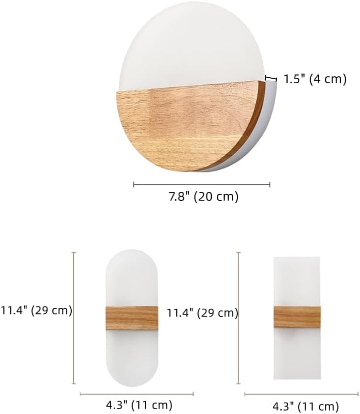 Lámpara de pared de madera de granja con aplique de pared minimalista rectangular LED 6