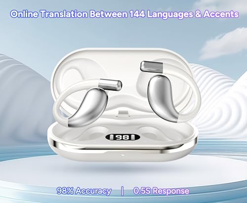 TEEPOCH AI Language Translator Earbuds,OWS Real-Time 4-in-1 Translation Earbuds 144 Languages & Accents, Bluetooth 5.4 Translation Device for Travel/Business/Learning (Baige+Silver) — view 5