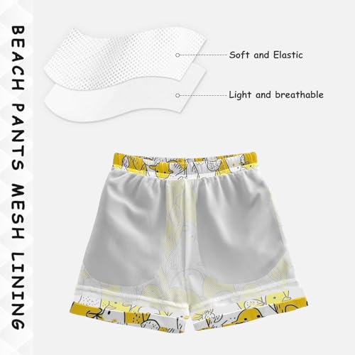 Boys Quick Dry Swim Trunks with Pockets Cartoon Duck Funny Bird Beach Shorts for Kids, Toddler Swimsuit Boy4