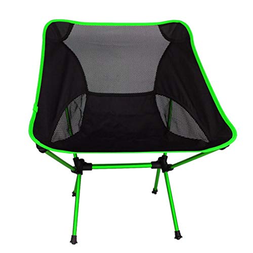 ERSD Outdoor Folding Portable Camping Chair/Aluminum Alloy Moon Chair.Multifunctional Outdoor Folding Chair Beach Chair Portable Fishing Camping Backrest Folding Chair (Color : Green)