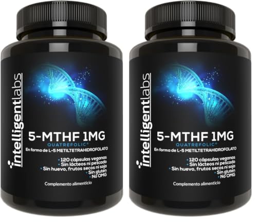 Metilfolato 5-MTHF 1 mg Quatrefolic®, No-OGM, Vegano, 4 Meses (Paquete de 2)