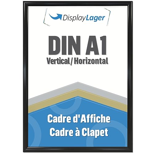 DisplayLager, qualité danoise - Cadre encliquetable A1 noir avec profil en aluminium de 25 mm, vitre de protection antireflet, matériel de fixation