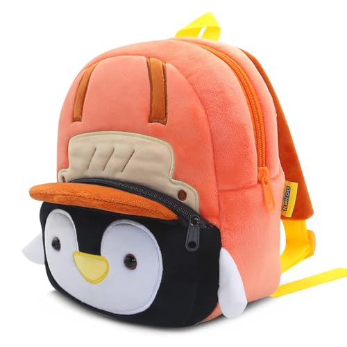 PROTAURI Mochila Infantil para Niña Niño 1-4 Años, Mochila Guardería Cómoda Para Preescolar, Mochila Bebé Pequeña Ligera, Diseño con Pingüino Patinador