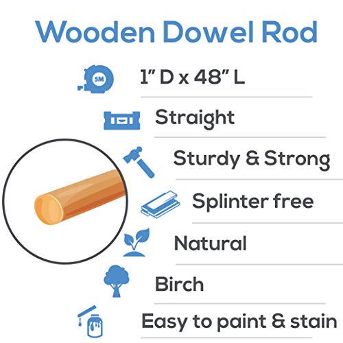 Dowel Rods Wood Sticks Wooden Dowel Rods - 1 X 48 Inch Unfinished Hardwood Sticks - For Crafts And Diyers - 2 Pieces By Woodpeckers #TOP3