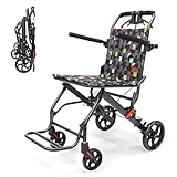 InyanPower Rollstuhl Faltbar Leicht Schmal, Sitzbreite 40 cm, Transportrollstuhl für die Wohnung und Schmale Türen, Reiserollstuhl aus Aluminium mit Sicherheitsgurt, Belastbarkeit 100 kg(IN-A068)