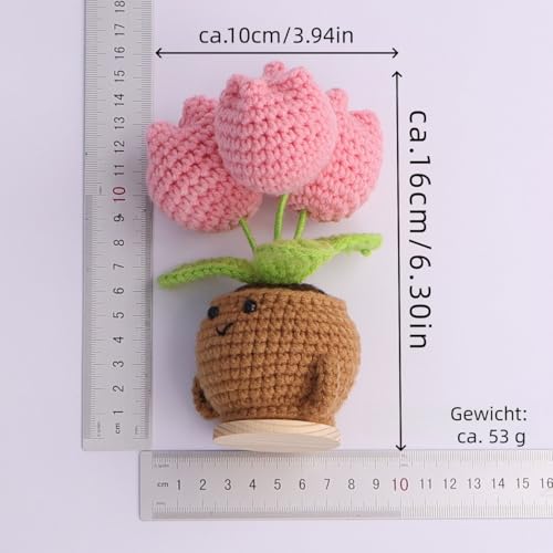 Tulipán de ganchillo para decoración de escritorio en oficinas y habitaciones modernas 3
