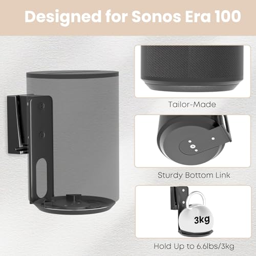 Support mural pour Sonos Era 100 PUTORSEN inclinable et orientable noir - 2