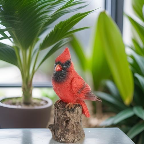 The Bridge Collection Little Cardinal Perched on a Branch Figurine - Red Bird on Stump Resin Tabletop Decoration - Memorial Cardinal - Image 2