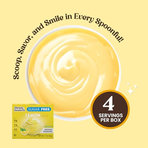 Image of Simply Delish Instant Delicious Lemon 6 Pack Pudding Mix - Delicious Guilt Free Desserts - All Natural, Sugar Free, Non GMO, Gluten Free, Fat Free, & Vegan