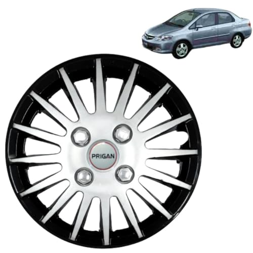 Image of Prigan City ZX Black Silver Wheel Cover 14 inch for Honda City Zx (Set of 4 Pcs) (Press Fitting) Model- Camry DC 14