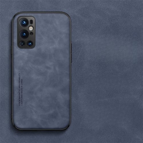 Étui OnePlus 7T Pro et 8 anti chute en cuir bleu compatible support aimanté voiture