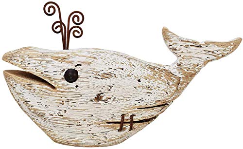 Estatua Decorativa de Ballena de Madera Rústica 8 in