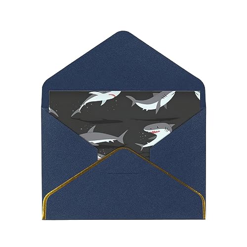 Cartes de vœux vierges motif requin enveloppes incluses cartes polyvalentes pour anniversaire