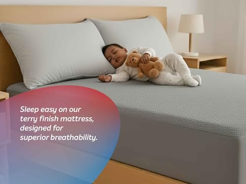 Image of Sleepwell Shield Mattress Protector | Terry Fabric | 100% Waterproof Protection | Elastic Corners | Neem Fresche | Breathable | Hypoallergenic | Machine Washable | Long Lasting Freshness | 75 x 60