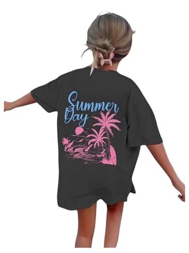 Image of SOLY HUX Girl's Short Sleeve Graphic Tees Crew Neck Beach Tops Casual Summer T-Shirts