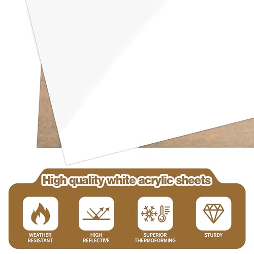 Image of Lesnlok Matte White Acrylic Sheets 1 /4 inch Thick 6mm 1 Pieces 8 x 12 Frosting Plexiglass Sheet,Suitable for Painting, Handicrafts, DIY Display Projects (1, Matte White, 8 x 12 x 1 /4)