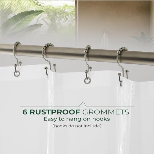 Image of HARBOREST Shower Curtain Liner with Side Suction Cups, Premium PEVA Plastic Shower Liner with 3 Magnets, Waterproof Bathroom Curtain, 72 x 72, Frosted