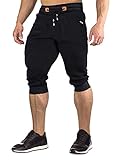FASKUNOIE Men's Capri Pants 3/4 Below Knee 3 Quarter Long Shorts with Zipper Pockets Black