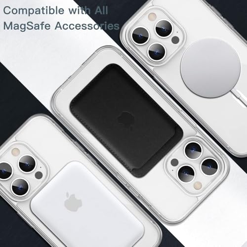 Image of JGD Magnetic Case for iPhone 14 Pro Compatible with MagSafe, Shockproof Phone Bumper Cover, Anti-Scratch Clear Back (Clear)