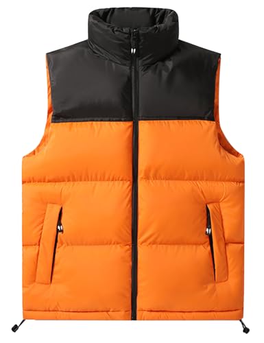 Flygo Mens Puffer Vest Lightweight Winter Outdoor Vests Warm Stand Collar Zip Sleeveless Jacket Outerwear