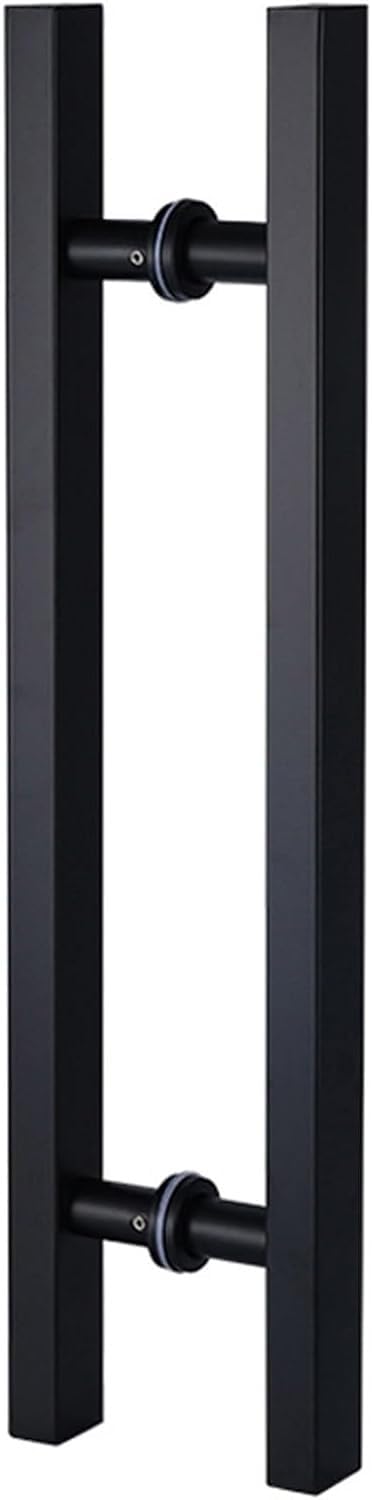 Bhgfyxbs Black Stainless Steel Door Handle For Barn, H Shape Double Sided Villa Door Push Bar, Shower Doors Handles Replacement,With Installation Kit,Not Fading,-100Cm/39 3/8,-100Cm/39 3/8