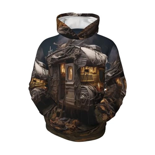 Retro Dark Car Youth Long Sleeve Pocket Hoodie Sweatshirt Kids Pullover Hooded Tops - Main Image