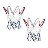 JIHUOO Basketballkorbnetz, 8 Schlaufen, klein, Rot, Weiß und Blau, 2 Stück, für den Außenbereich, Basketballkorb, Netz, Ersatz