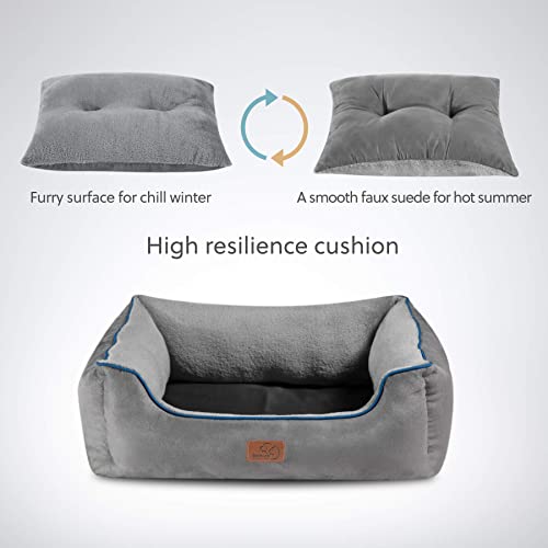 Bedsure Dog Beds For Large Dogs - Cat Beds For Indoor Cats, Rectangle Cuddle Large Medium Dog Bed Washable With Anti-Slip Bottom, 30 Inches, Grey #TOP2
