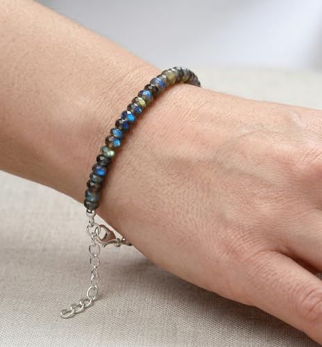 Image of Natural Gemstone Bead Bracelet for Women - Healing Crystal Reiki Bracelet, Handmade Spiritual Protection Jewelry, Energy Stone Stretch Bracelet Gift for Women & Girls