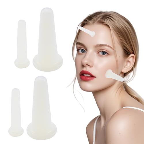 Schröpfgläser Silikon Set 4 STK Schröpfen Gesicht Face Cupping Set Facial Cupping Schröpfköpfe Schröpfen Therapie für Gesichtsmassage Anti-Cellulite Massagebecher für Muskelentspannung (Weiß)