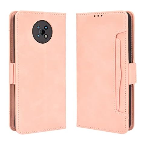 NEINEI Case for Nokia G50,Premium Leather Wallet Flip Cover with Credit Card Pocket,Kickstand,Magnetic Closure,Folio Book Style Shockproof Phone Protective Case,Pink Cover