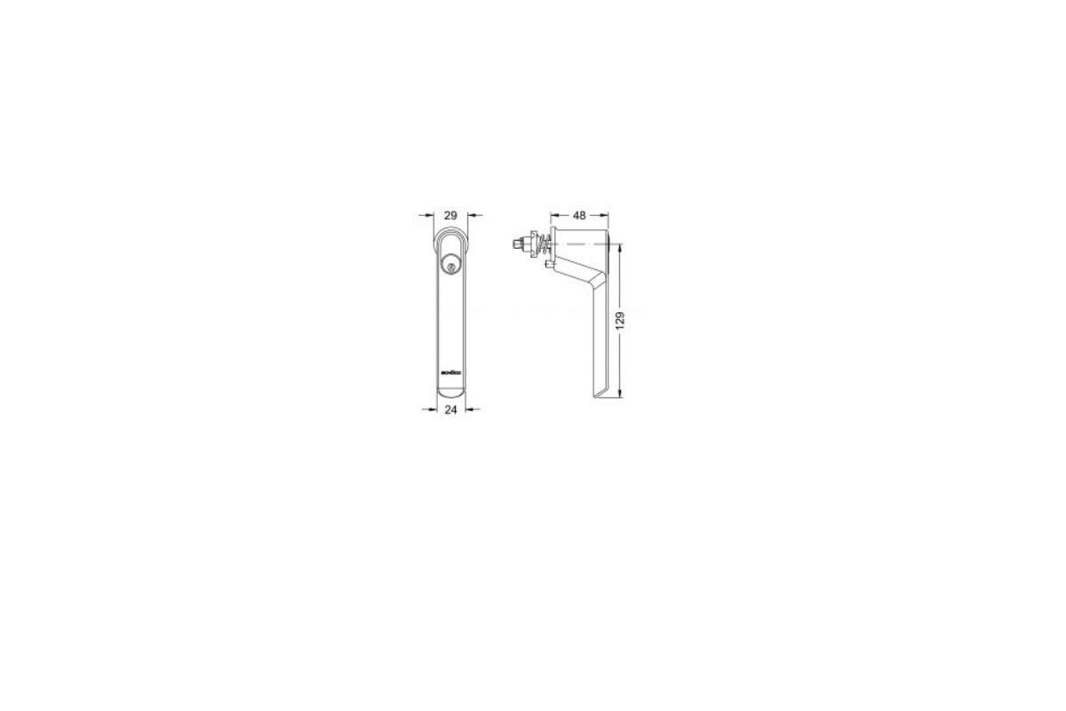 Schüco abschließbarer RC-Fenstergriff, Aluminium INOX Look 247038