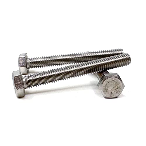 Image of M6 Hex Bolt, M6-1.0 x 50mm Hex Head Screw Bolts, 304 Stainless Steel, Fully Threaded, Plain Finish, Hex Tap Bolts 20Pcs (M6x50mm)