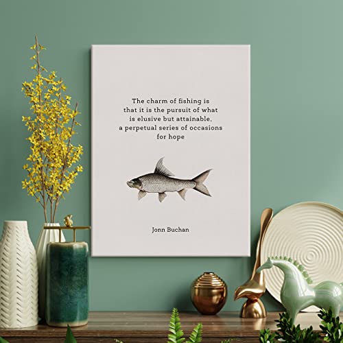 Lexsivo Inspirational Fishing Quote Print Canvas Wall Art Home Office Decor The Charm Of Fishing Painting 12X15 Canvas Poster Framed Ready To Hang Fisherman Gift #TOP2