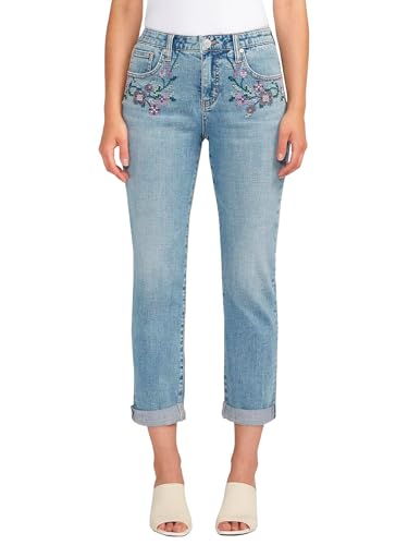 JAG Women's Carter Mid Rise Girlfriend Jeans, Skyscape Blue, 8 Short