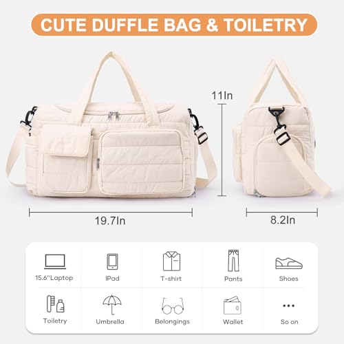 Image of Small Gym Bag for Women, Travel Duffle Bag Carry On Weekender Bag with Shoe Compartment, New#Beige, Small to Medium, Stylish Gym Bag