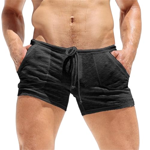 DASONLUE Pantalones cortos de malla para hombre, ropa interior transparente, con cintura elástica, pantalones cortos de baño sueltos de verano, pantalones de pijama ligeros, transpirables, cómodos
